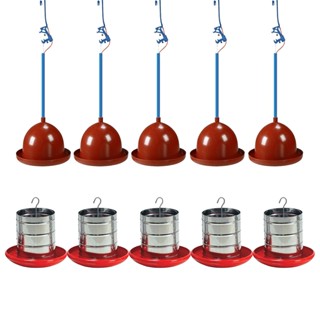 Kit 5unds Bebedouro Pendular + Comedouro 5kg Frango/Galinha