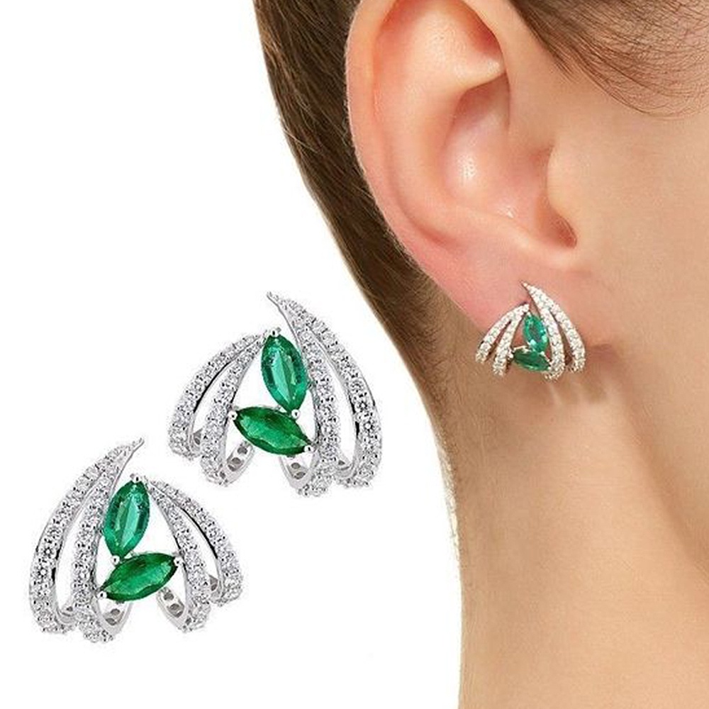 925 Prata Mais Novo Verde CZ Garras Brincos Para Mulheres Moda Luxo Feminino Acessórios De Orelha Festa De Casamento Jói em Oferta na Shopee
