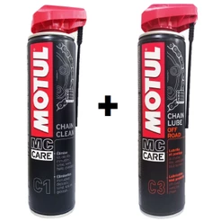 Kit Limpa Corrente C1 + Lubrifica C3 Motul Chain Lube Chain Clean