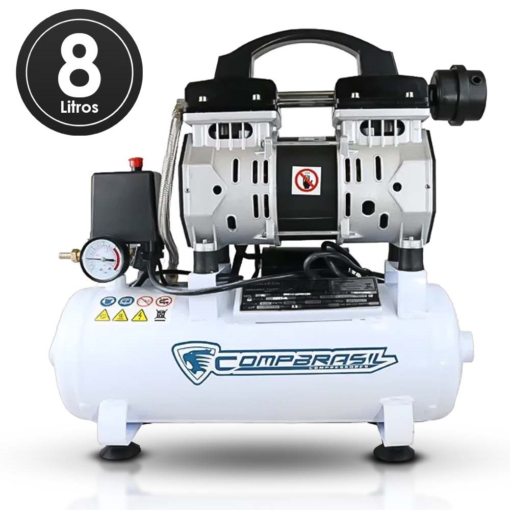 Compressor De Ar Odontológico 8l 120 Psi Silencioso Sem Óleo - Home & Living
