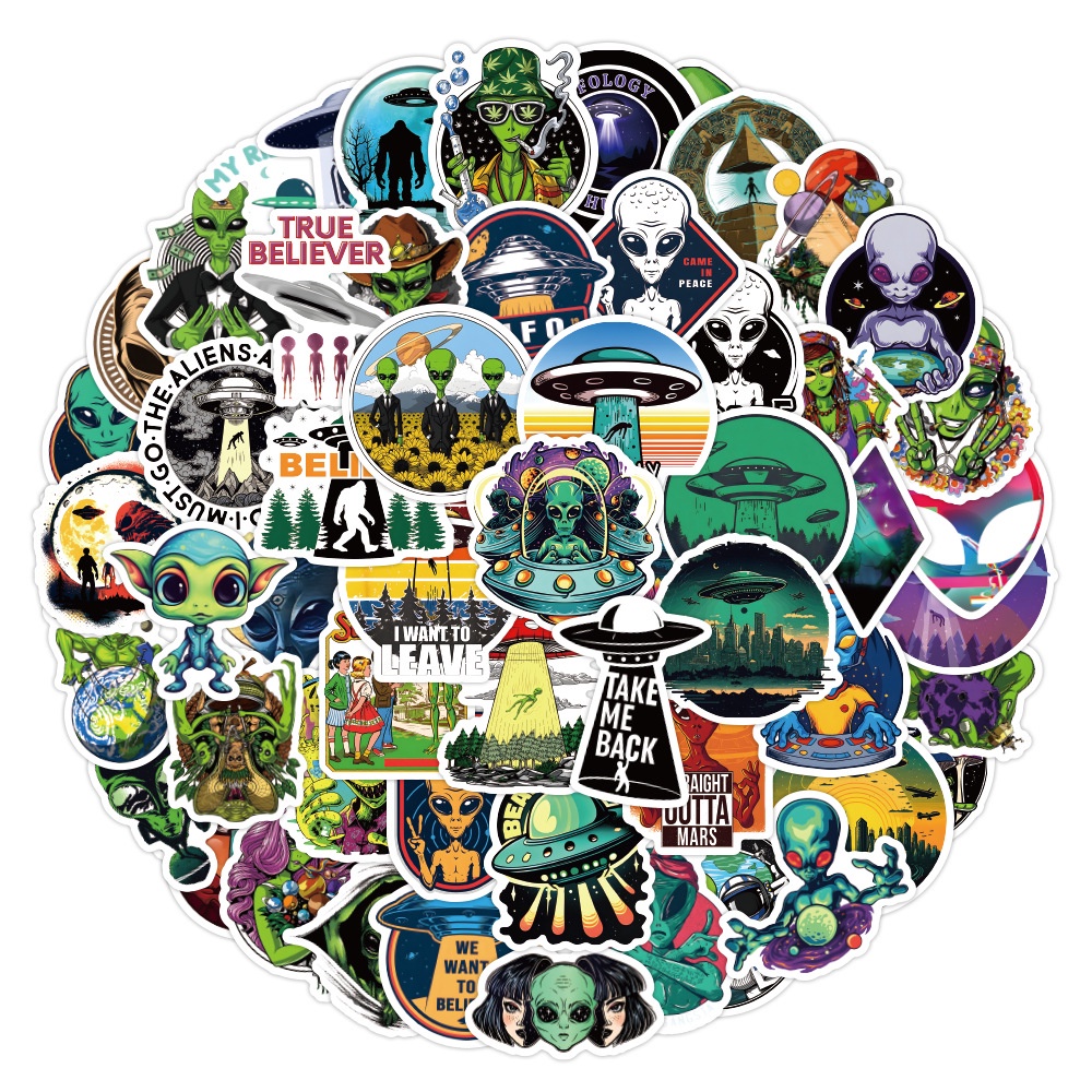 62PCS Adesivos Psicodélicos De Grafite Alienígena À Prova D'água Para Capacete De Bicicleta Decalques De Lápis LanLanStickersWorld em Oferta na Shopee