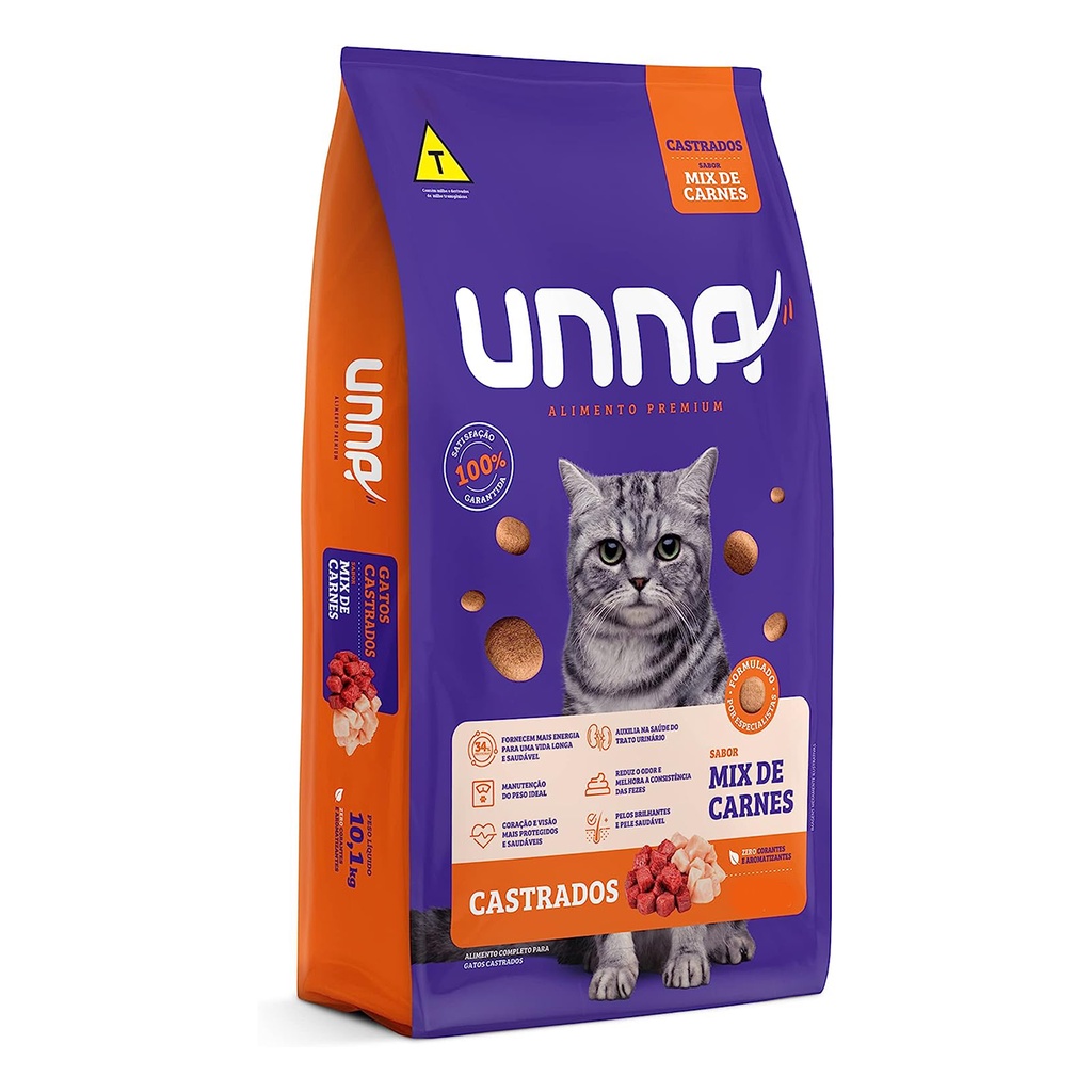 Ração Gatos Unna Castrados Mix Carnes 10,1kg em Oferta na Shopee
