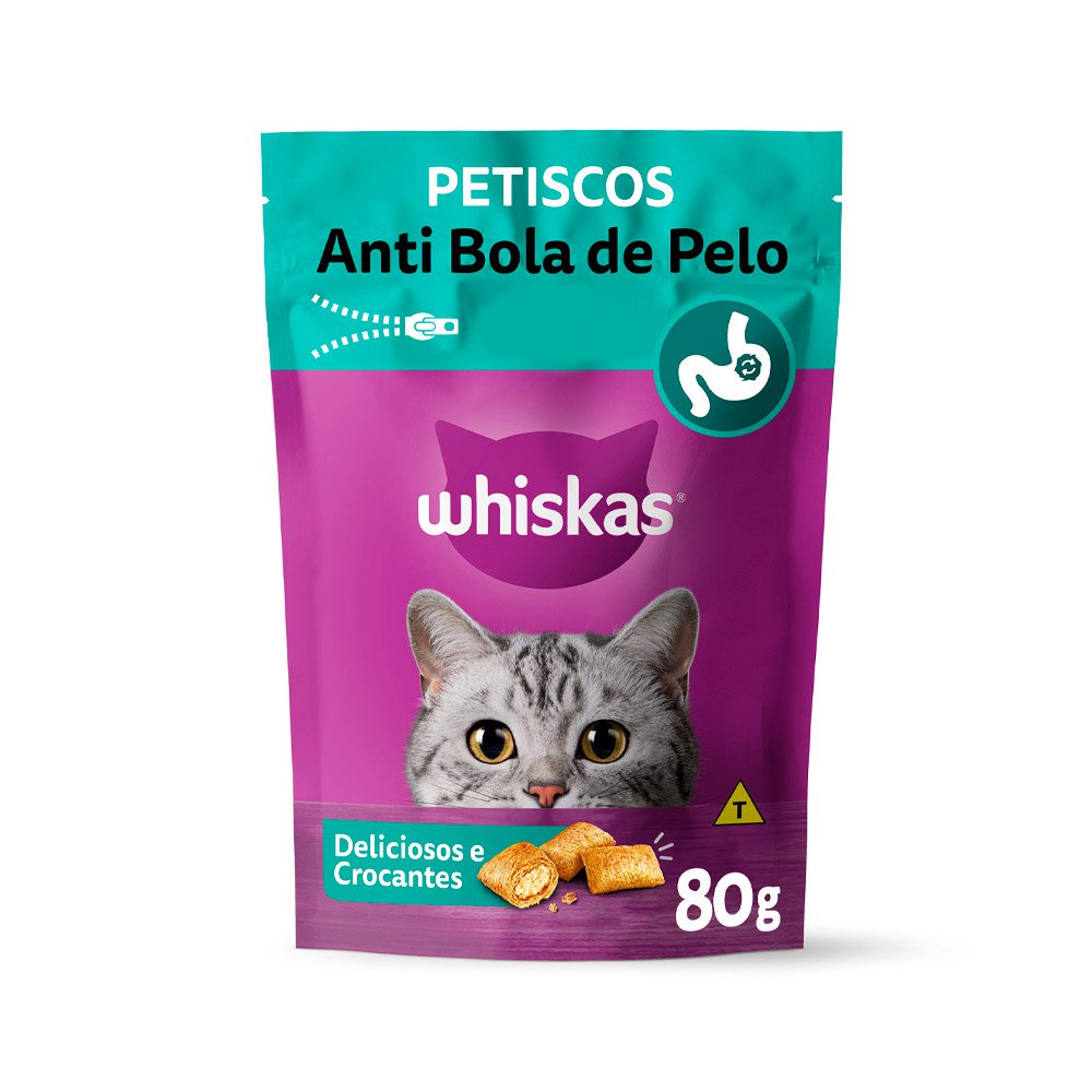 Petisco Whiskas Temptations Anti Bola De Pelo Gatos Adultos 80g - Pets