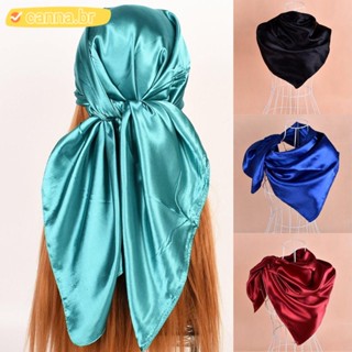 Lenço De Cabeça CANNA , Quadrado 90 * 90cm Bandana De Cetim , Feijão Slouchy Beanie Headwear Foulard De Seda Quimioterapia Hijab Mulheres