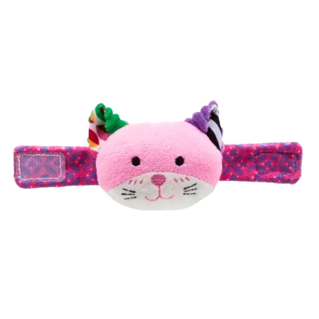 Pulseira com Chocalho Happy Zoo Gatinho Rosa 09828 - BUBA - Mom & Baby