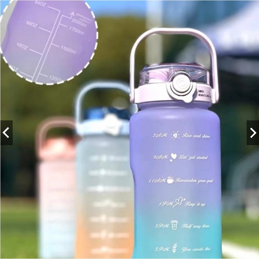 Garrafa de Água com Adesivos Motivacional Squeeze Capacidade 2L e 750ml e 300ml