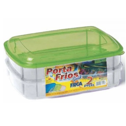 Porta Frios de Plástico Transparente 2 Andar Tampa Colorida- Erca Plast