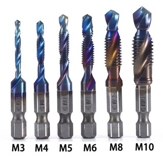 6PCS M3-M10 Hex Shank Titanium Plated HSS Rosca De Métrica Bits De Composta Ferramentas Manuais