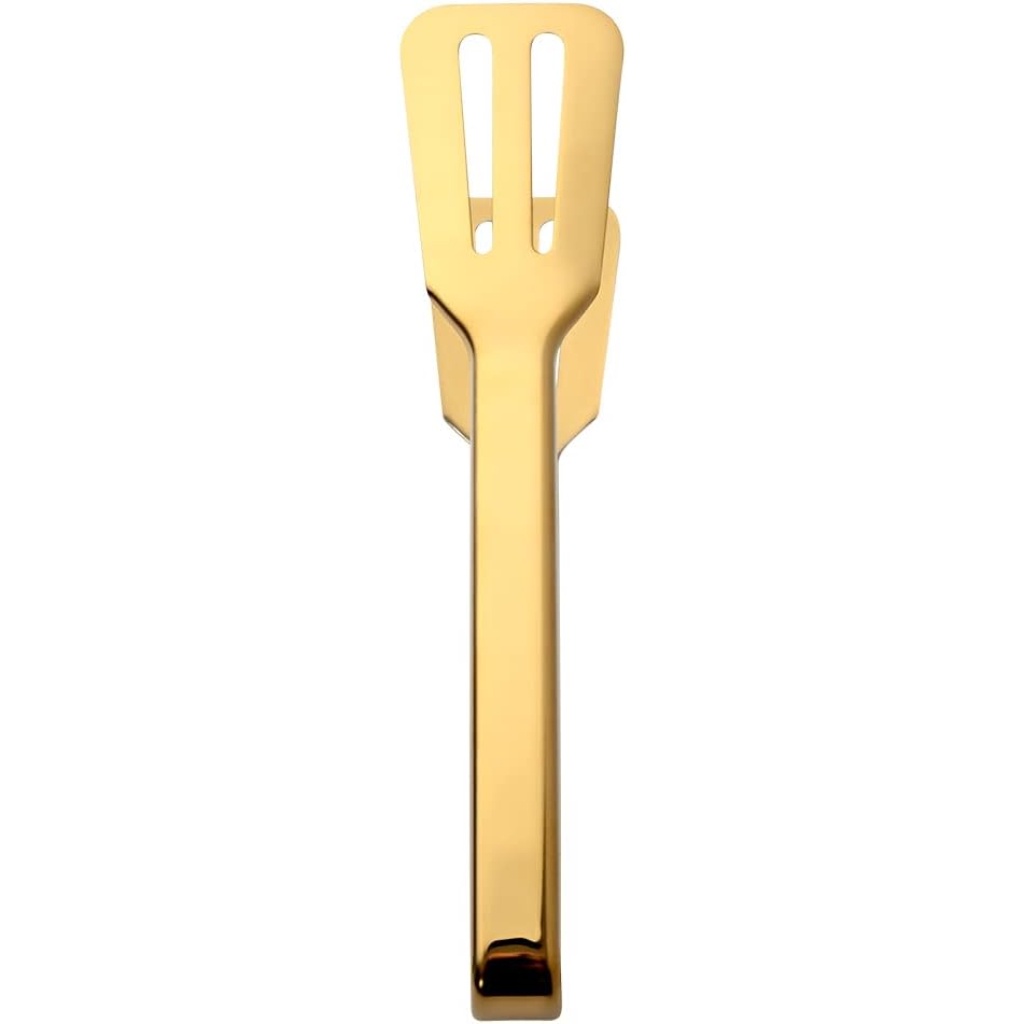 Pegador Espátula Reta Multiuso Culinária Dupla Ouro Dourado Mimo Style Tipo Pinça 24cm