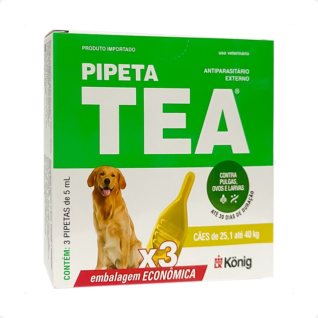 Tea Pipeta 5 mL Antiparasitário para Cães de 25,1 até 40 kg - 3 Pipetas em Oferta na Shopee