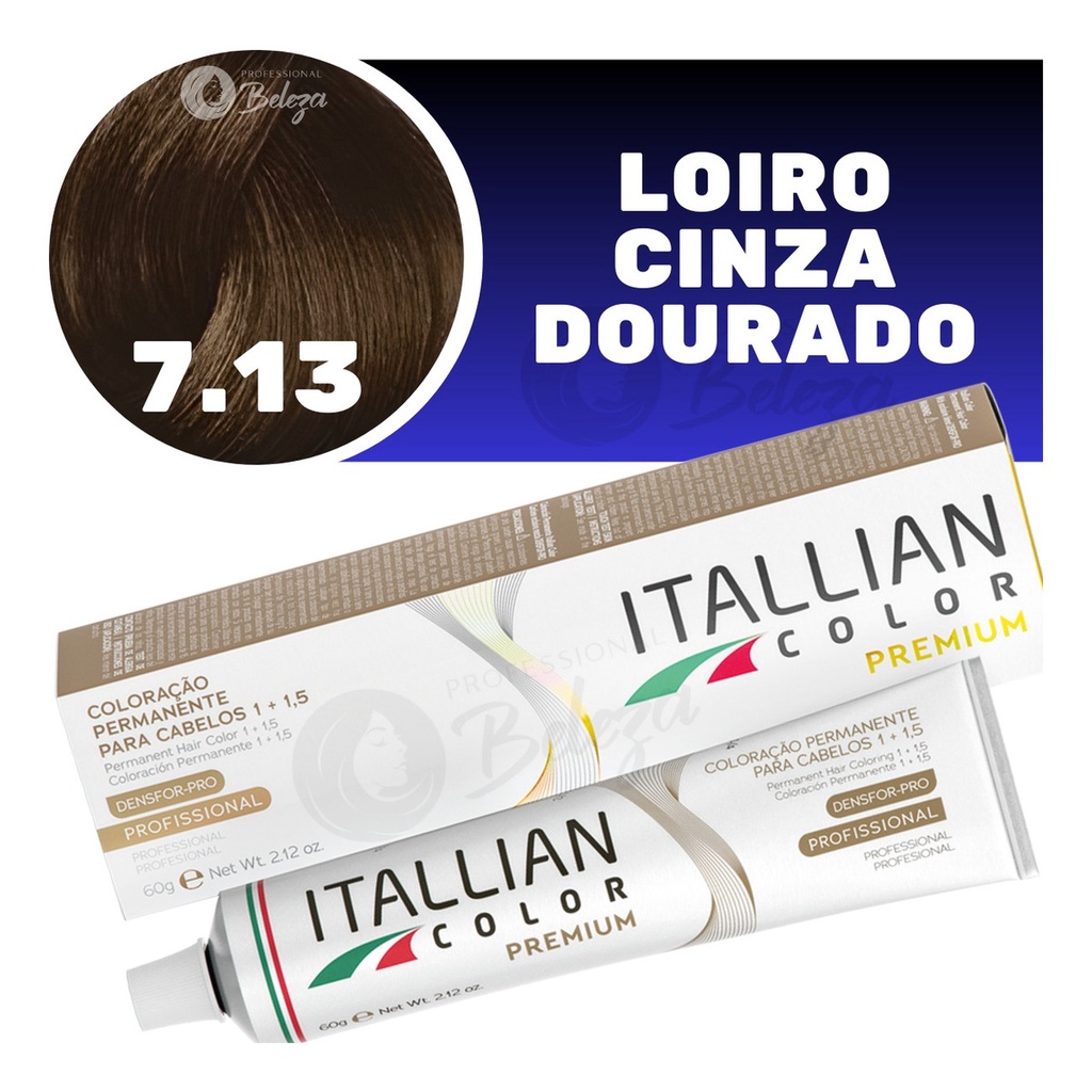 Coloração Itallian Color Louro Cinza Dourado 7.13 60g em Oferta na Shopee