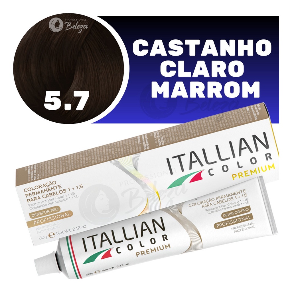 Coloração Itallian Color Castanho Claro Marrom 5.7 60g em Oferta na Shopee