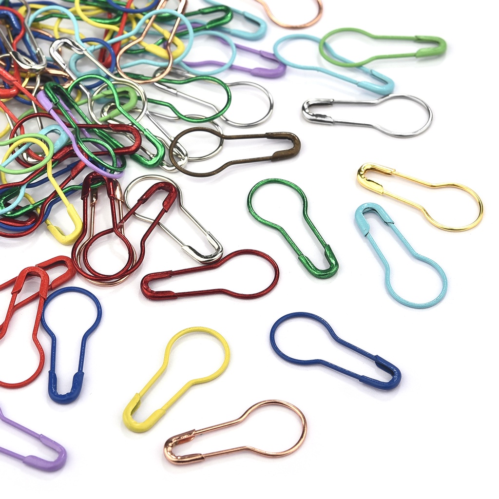 100Pcs Pino Em Forma De Cabaça Mix Cor Pinos Metálicos Artesanato Porta Pontos Cruzados De Tricô Acessórios De Costura Marcador Clipes De Etiquetas