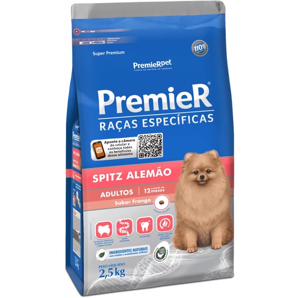 PREMIER CÃES RAÇAS ESPECÍFICAS SPITZ ALEMÃO ADULTOS SABOR FRANGO 2,5KG