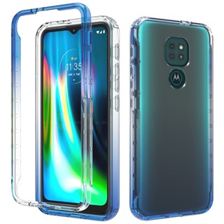 Para Motorola Moto G9 Play E7 Plus G9 Mala De Proteção Traseira Transparente Com Gradiente Anti-Choque Ruggedo Híbrido De Corpo Inteiro