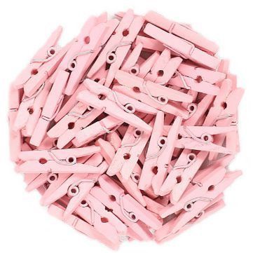 Mini Prendedor de Madeira Rosa 3,5cm - 50 Unidades - Rizzo Distribuidora