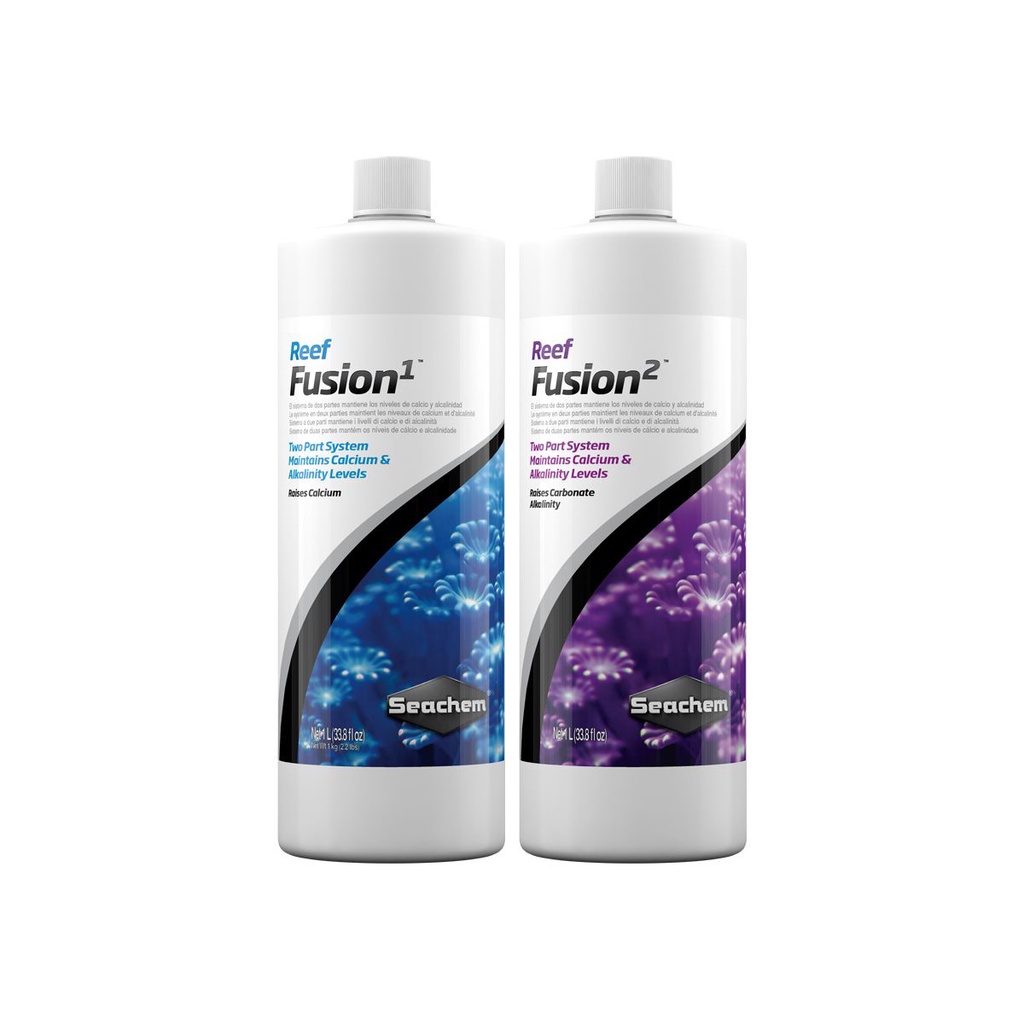 Seachem Reef Kit Fusion 1 1 Litro + Reef Fusion 2 1 Litro Suplemento Coral Aquario Marinho Crescimento 1000ml