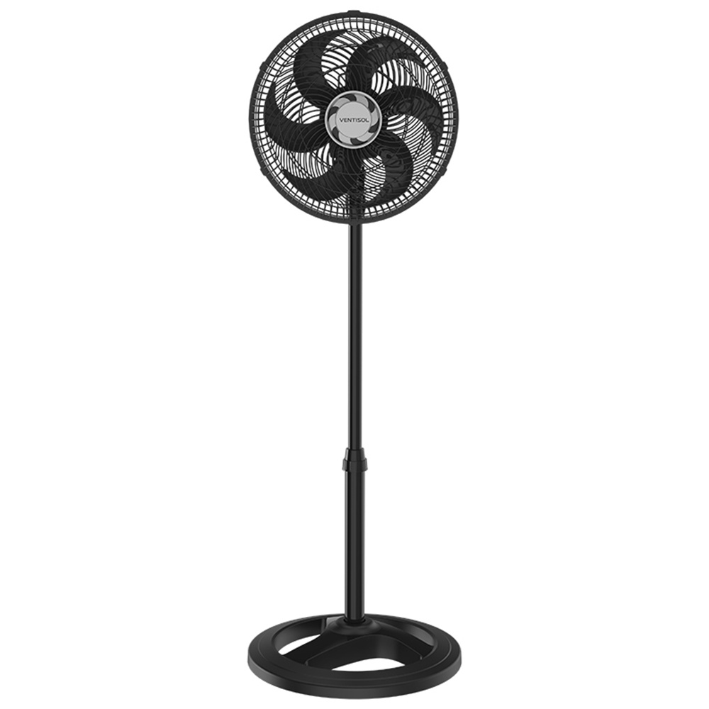 Ventilador de Coluna Preto 30cm Turbo com 6 Pás Oscilante Ventisol