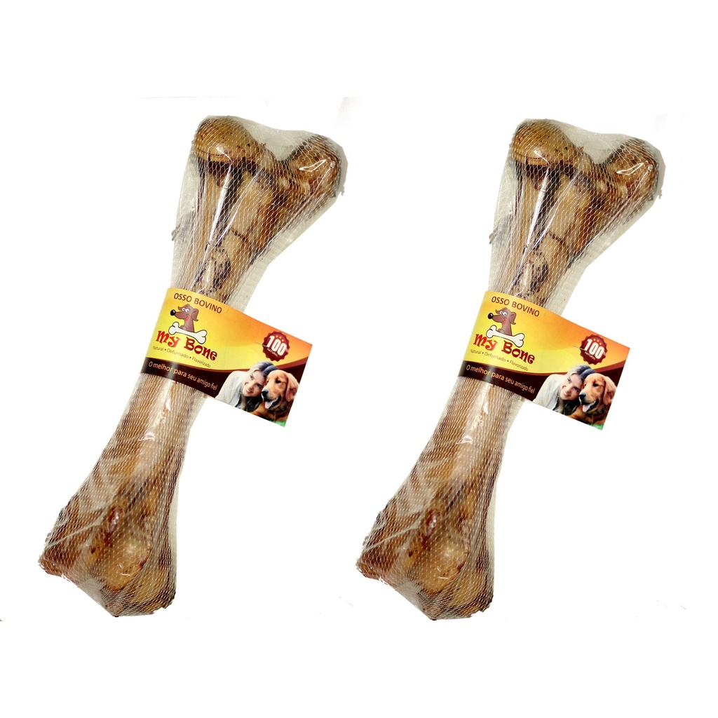 10 UNID - Osso Fêmur Bovino Desidratado Defumado - MY BONE - "Canelão"