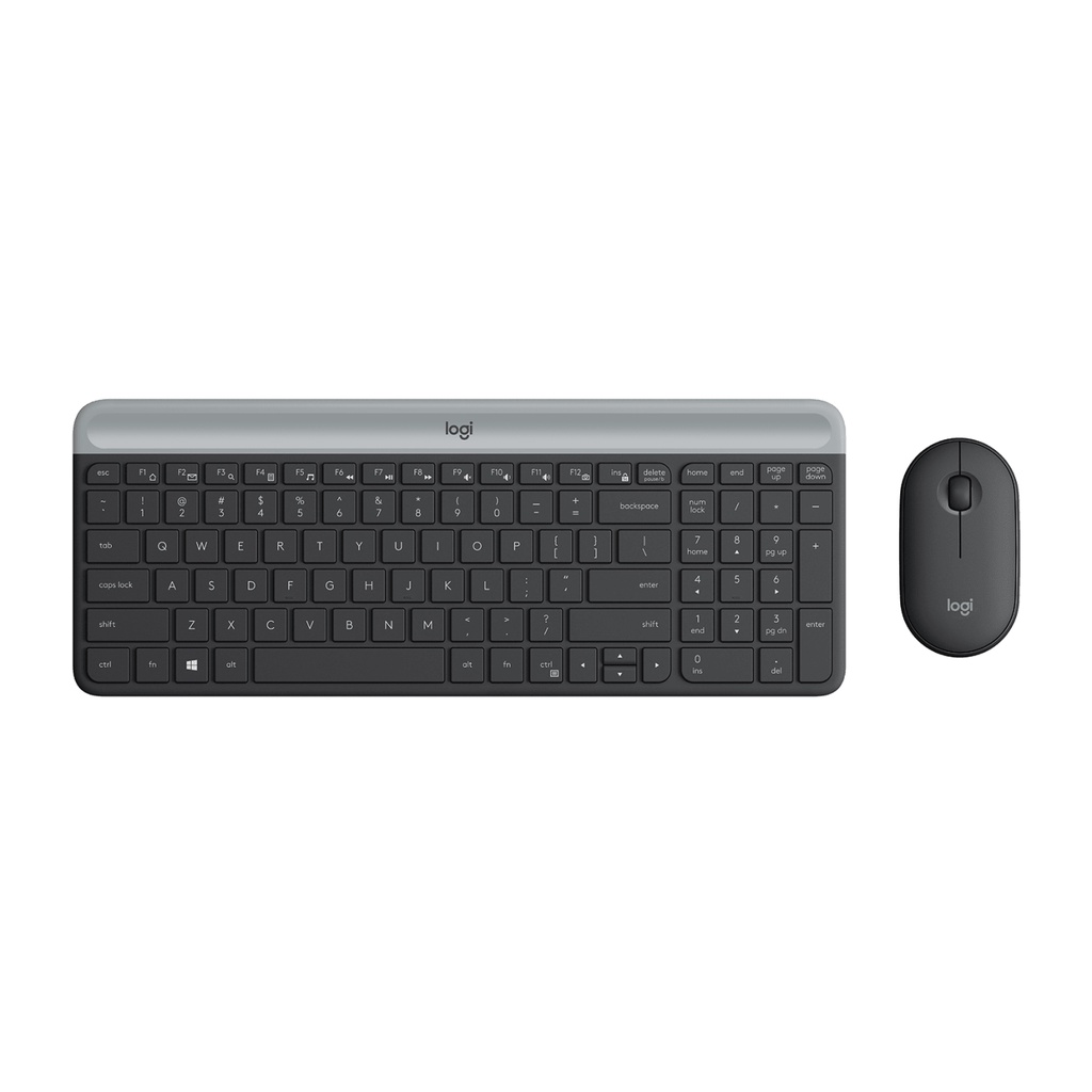 Kit Teclado e Mouse sem fio Logitech MK470 com Design Slim, Digitação e Clique Silencioso, Mouse Ambidestro e Pilhas Inc