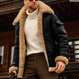Casaco Vintage De Pele De Couro Para Homens Com Colarinho De Camurça Moda Única