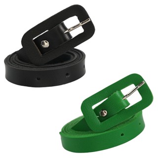 Kit 2 Cintos Feminino Fino De Fivela Retangular Em Couro Sintético Delicado, Versátil E Estiloso CF-100