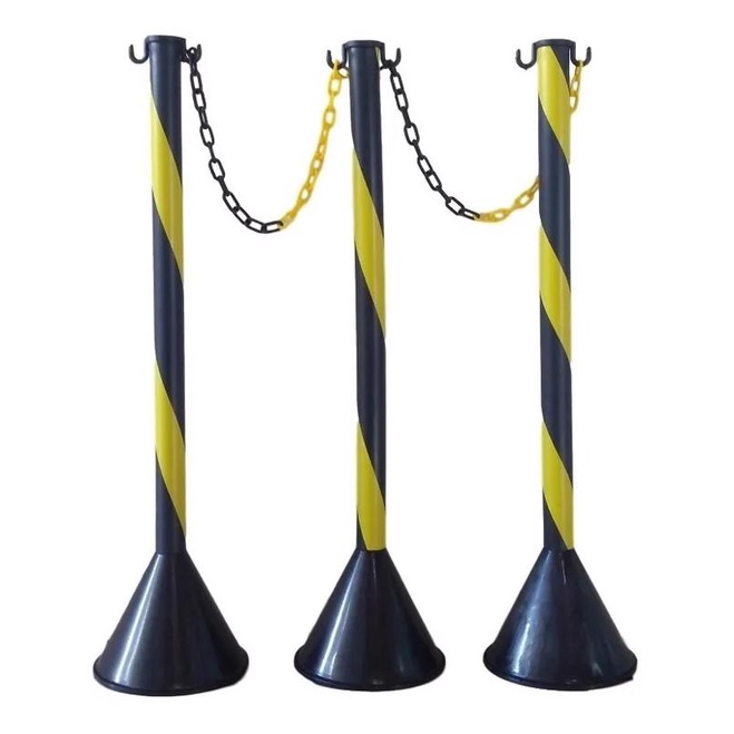 Kit 3 Pedestal 95cm Sinalização + 5 metros Corrente Isolamento em Oferta na Shopee