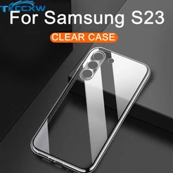 Para Samsung Galaxy S23 Ultra S23 Plus S23 + Estojo Simples Slim Soft TPU Transaprent Capa Do De Telefone Transparente