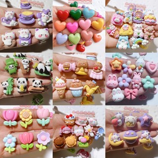 10Pcs/set 【 Random Mixed 】 Cartoon Coelho/Flores Resina Cabochon Flatbacks Diy Pendant Acessórios