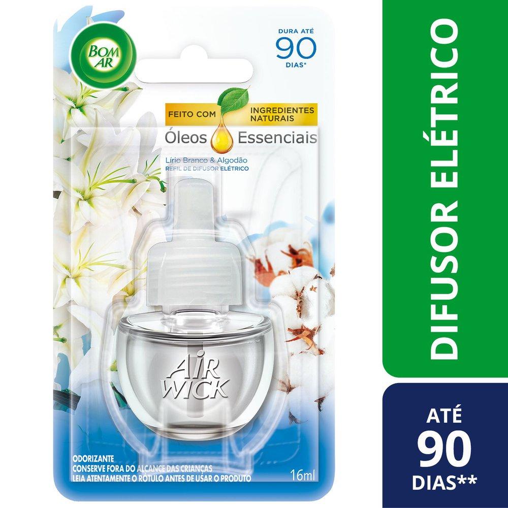 Refil 16ml Difusor Elétrico Bom Ar Lirio Branco e Algodão - Home & Living