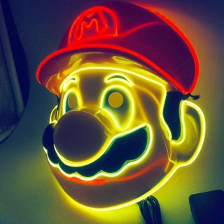 Super Mario Bros Clássico Crianças Anime Figuras Luigi Led Máscara Festiva De Halloween Infantil Brinquedos