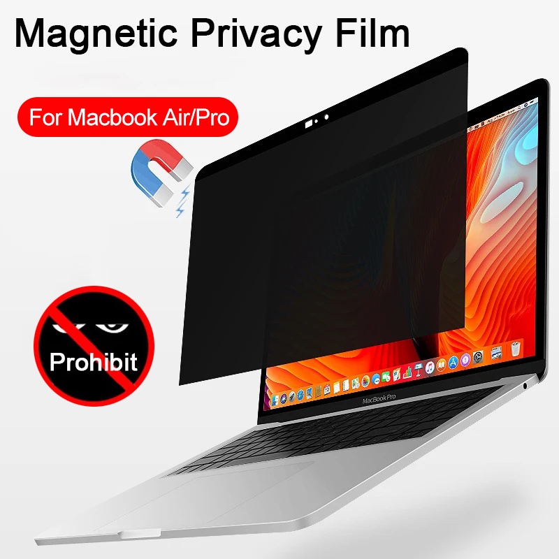 Filtro De Privacidade Magnético Para Macbook Air 13 15 M1 M2 2022 2023 Pro 14 16 12 Protetor De Tela Anti-Espionagem Filme Fosco