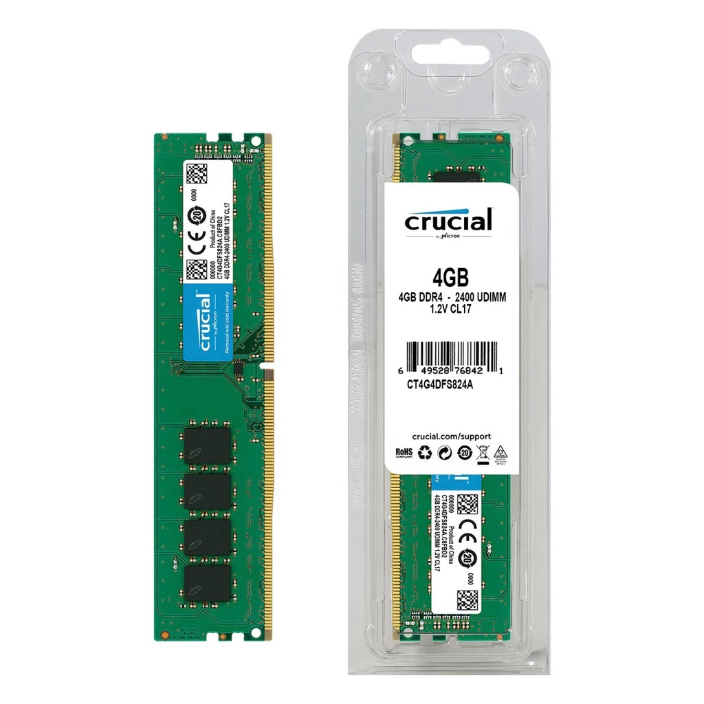Memoria RAM 4Gb PC - Crucial - DDR4 - CT4G4DFS824A - 2400MHZ