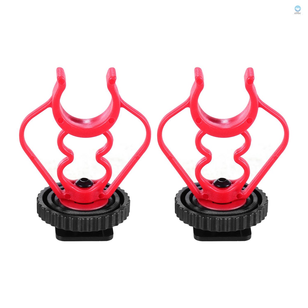 Silfbr Universal MicShock Mount Cold Shoe Adapter ABS Plástico Suporte De Microfone Substituição Para Microfones Shotgun Pacote Preto E Vermelho De 2