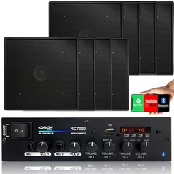 Kit Som Ambiente 500w Embutir 8 Arandelas Quadradas Pretas