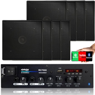 Kit Som Ambiente 500w Embutir 8 Arandelas Quadradas Pretas em Oferta na Shopee