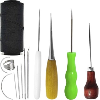 Kit Costura Couro Sovela Agulhao Furador Linha Dedal Agulhas profissional