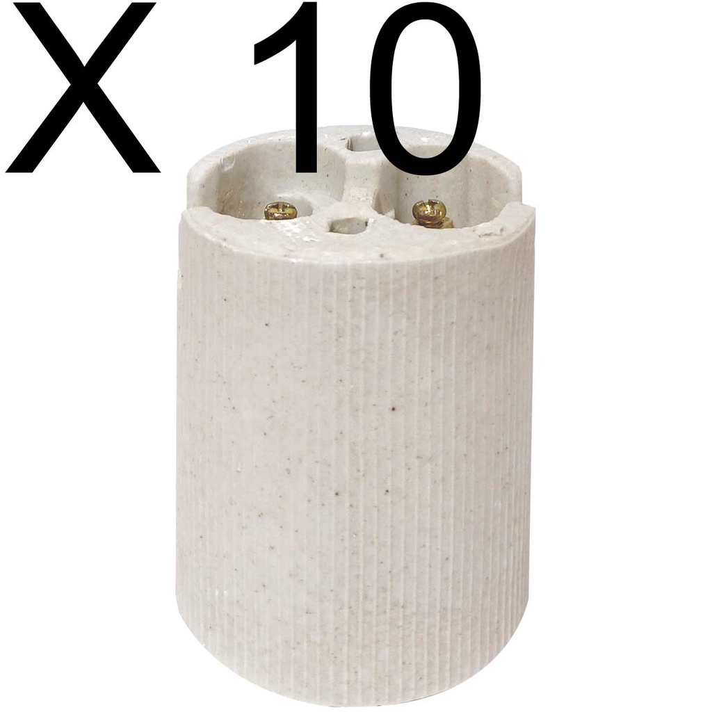KIT 10 RECEPTACULO BOCAL SOQUETE E40 PORCELANA PARA LAMPADA
