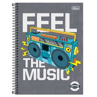 Caderno espiral capa dura universitário 1x1 80 folhas Pepper Feel The Music Tilibra