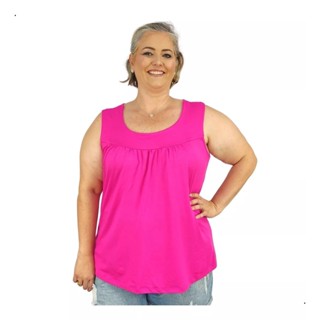 Blusa Feminina Plus Size Regata Senhora Bata Lisa