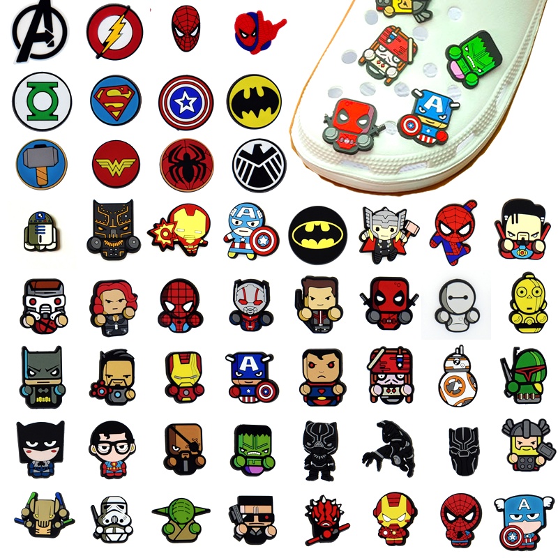 DIDOU PVC Sapato Encantos Acessórios Anime Decoração Marvel Fivelas Para Tamanco Sandálias Pino Presentes De Aniversário