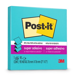 Bloco de notas super adesivas Post-it refil azul céu 76x76mm 90 folhas 3M