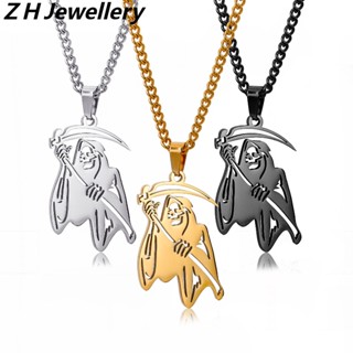 Z H Jewelry Retro Death Skull Pendant Moda Masculina Colar De Aço Inoxidável Hip Hop Titanium Steel Party Acessórios