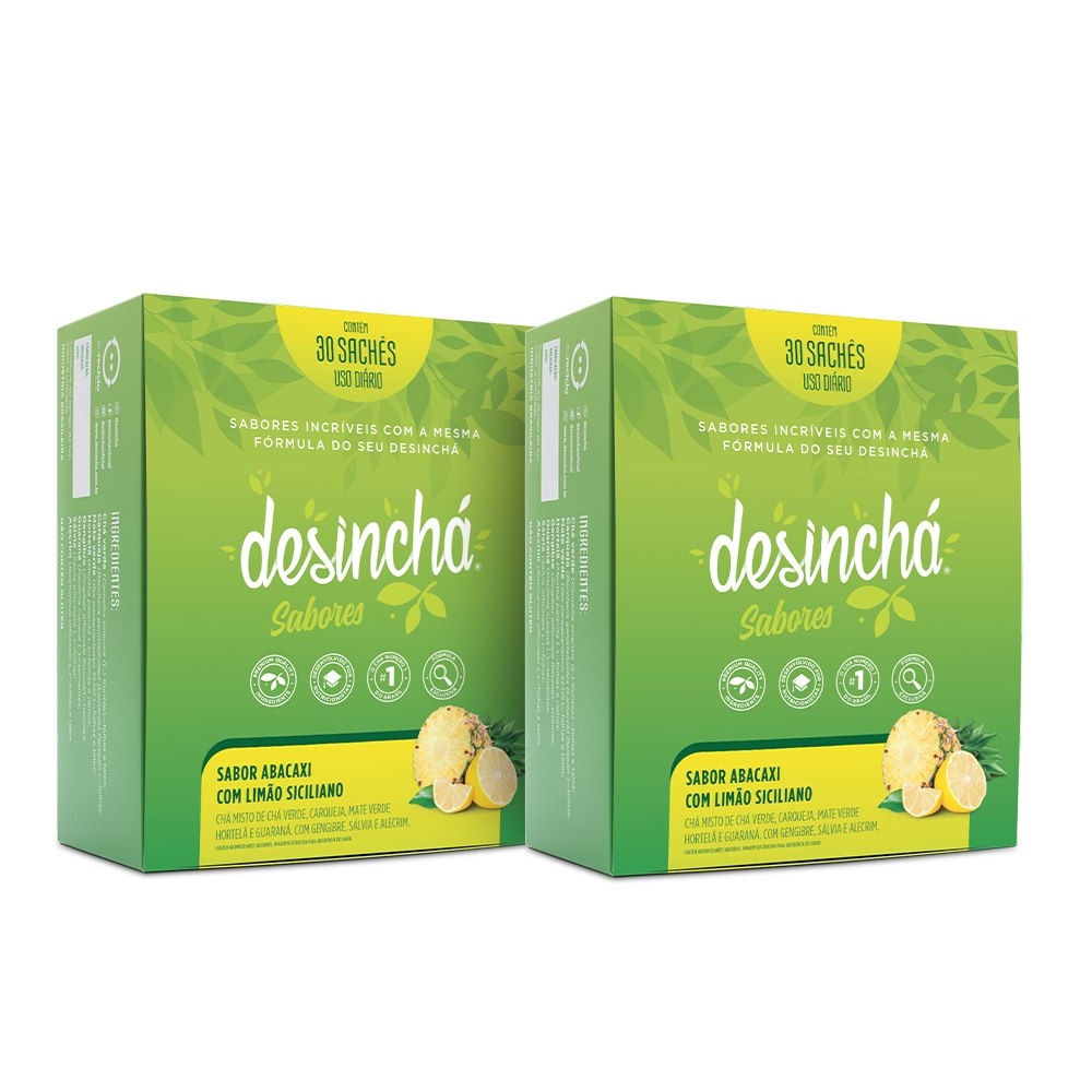 Kit 02 Chás Desinchá Sabores Abacaxi com Limão Siciliano em Oferta na Shopee