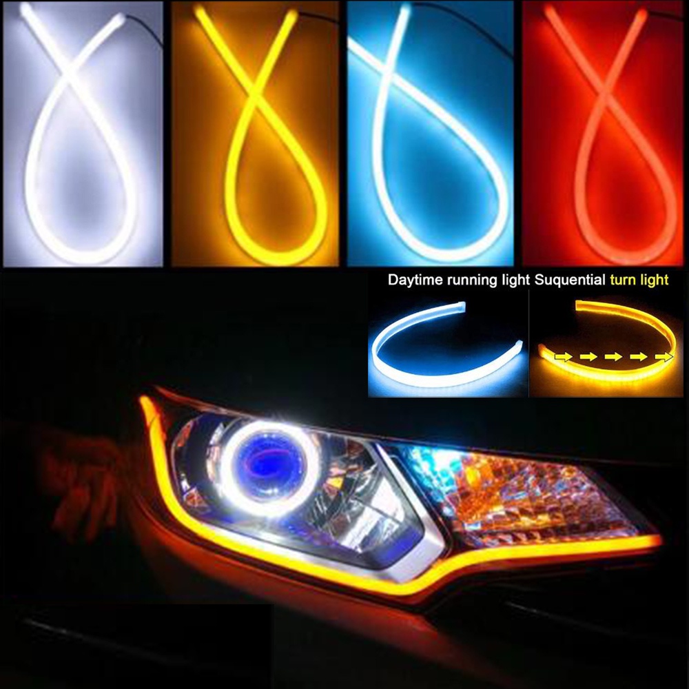 Digitalização Dinâmica 60CM universal Flexível DRL Modelo De Carro Guia De Mangueira Fita LED Para Faróis De Motocicletas De Freio Diurno