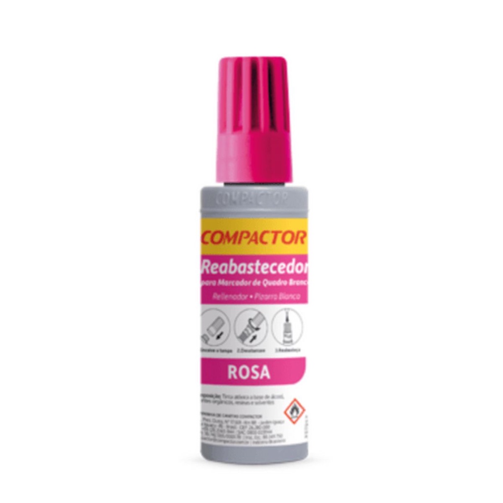 Reabastecedor  Refil Para Quadro Branco Compactor  30mL - ROSA em Oferta na Shopee
