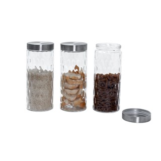 Kit 3 potes de vidro com tampa inox bolhas redondo 2200ml - Mozcada