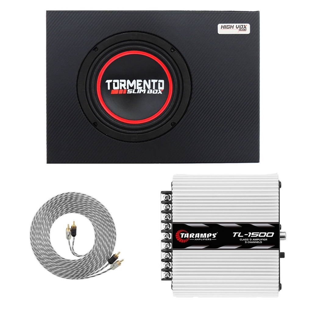 Caixa Slim Tormento 8 Polegada com Modulo Tl1500 Cabo Rca 5m em Oferta na Shopee