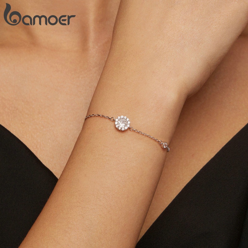 Bamoer S925 VVS1 Moissanita Pulseira Fina Comprimento Ajustável 0,5 Carat Com Certificado 100 % Instrumento Testado MSB007 · foto 2