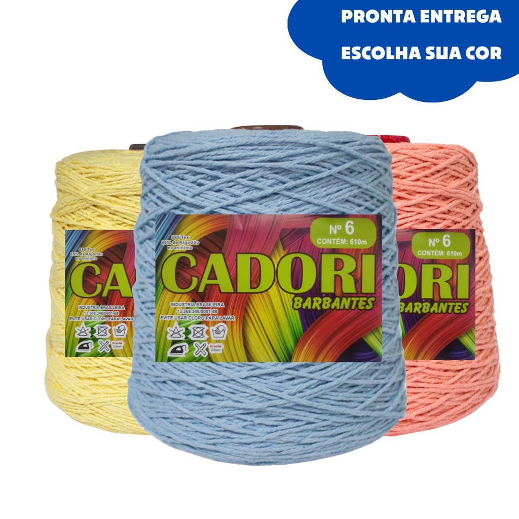 Barbante Cadori  Extra Macio Fio 6 600g 610m - Escolha cor em Oferta na Shopee